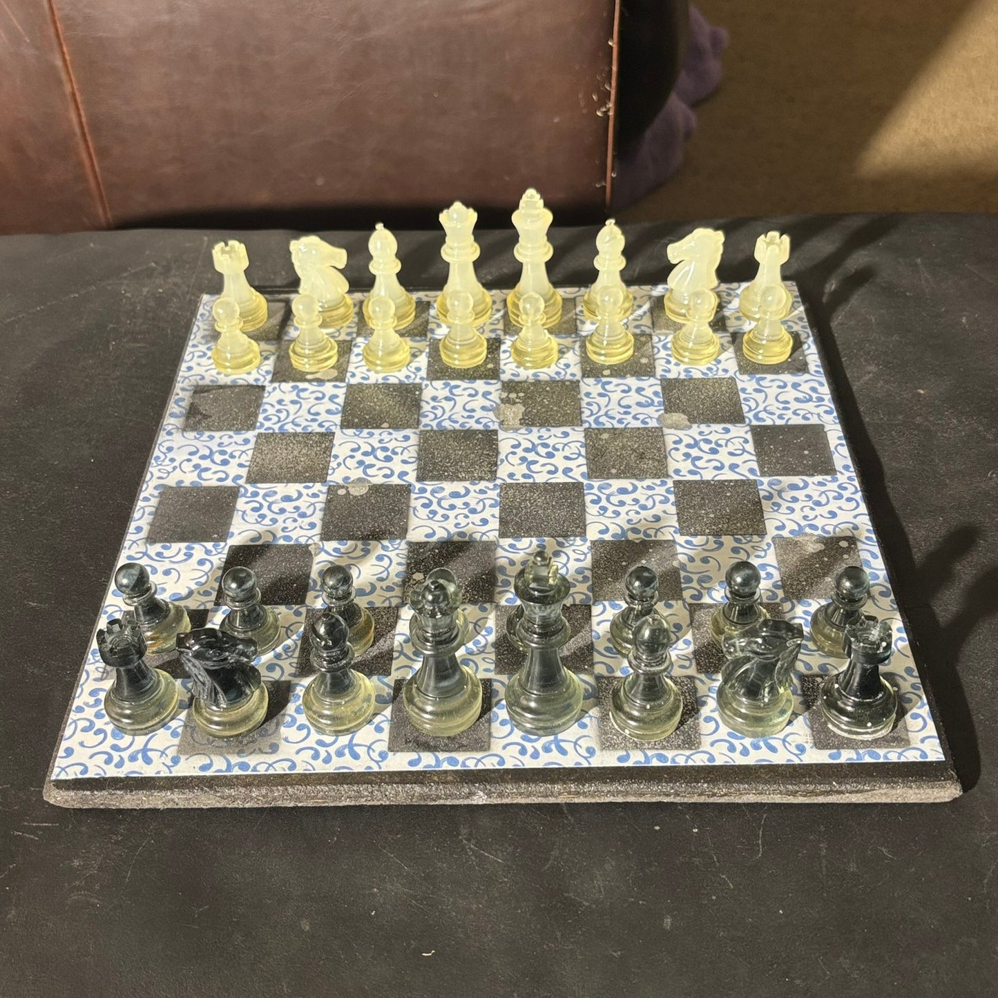 Blue Vintage Pattern - Scrapbook Chess Set