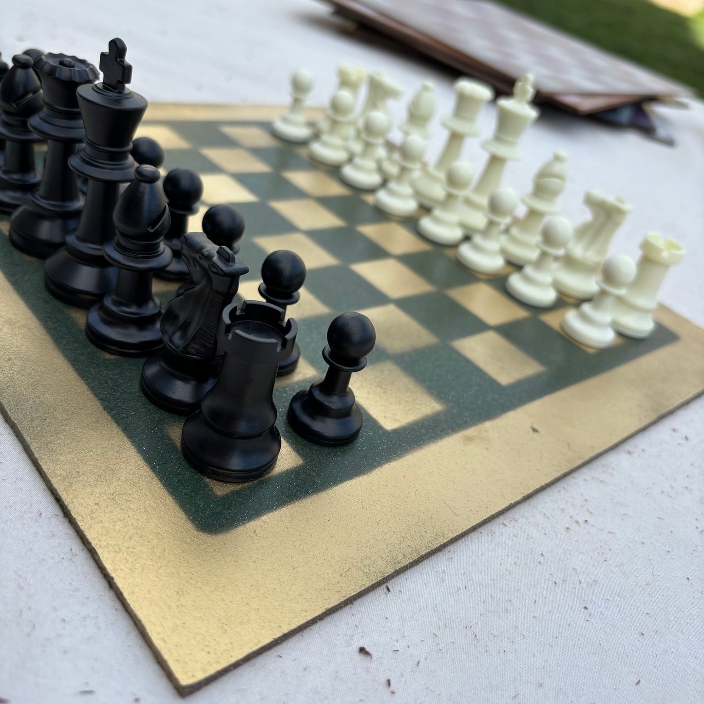 Vintage Golden Green - Painted Chess Set