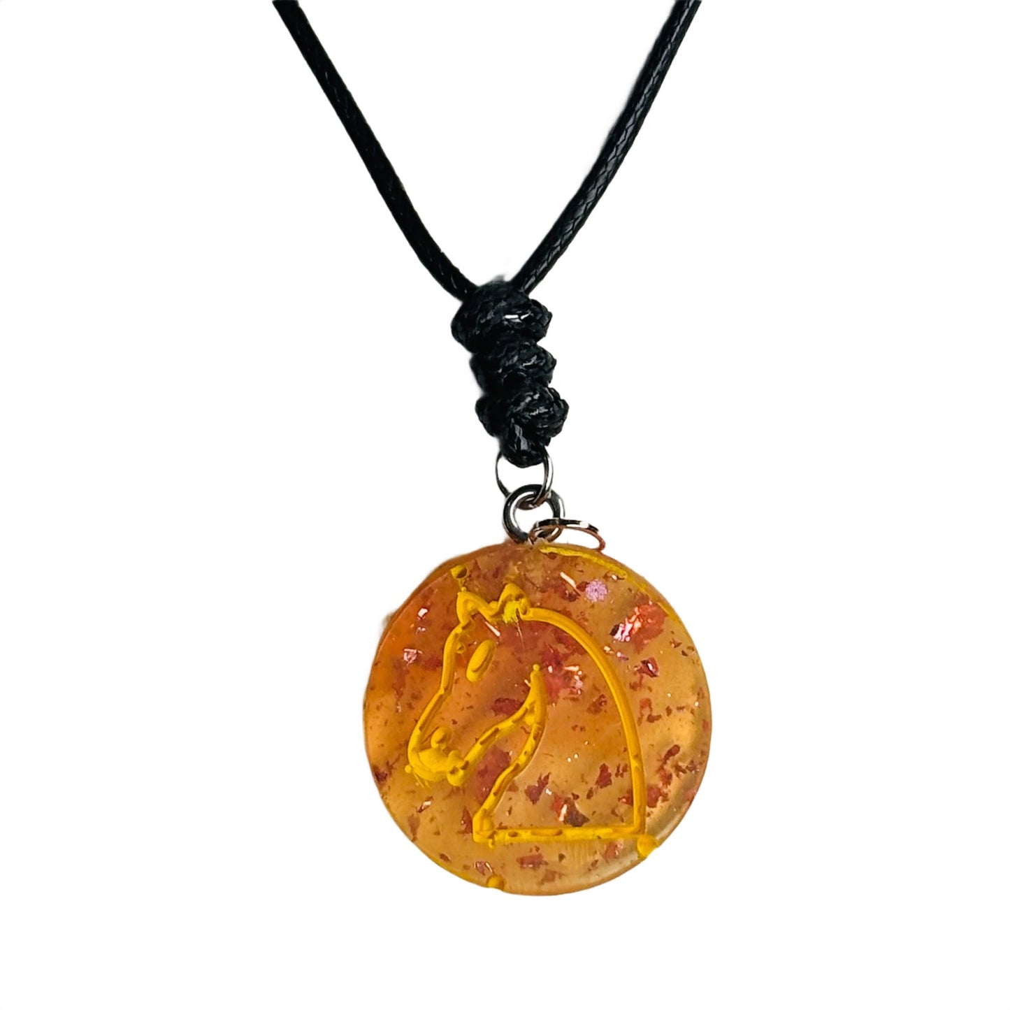 Crystal Sunset Knight - Handmade Resin Chess Necklace