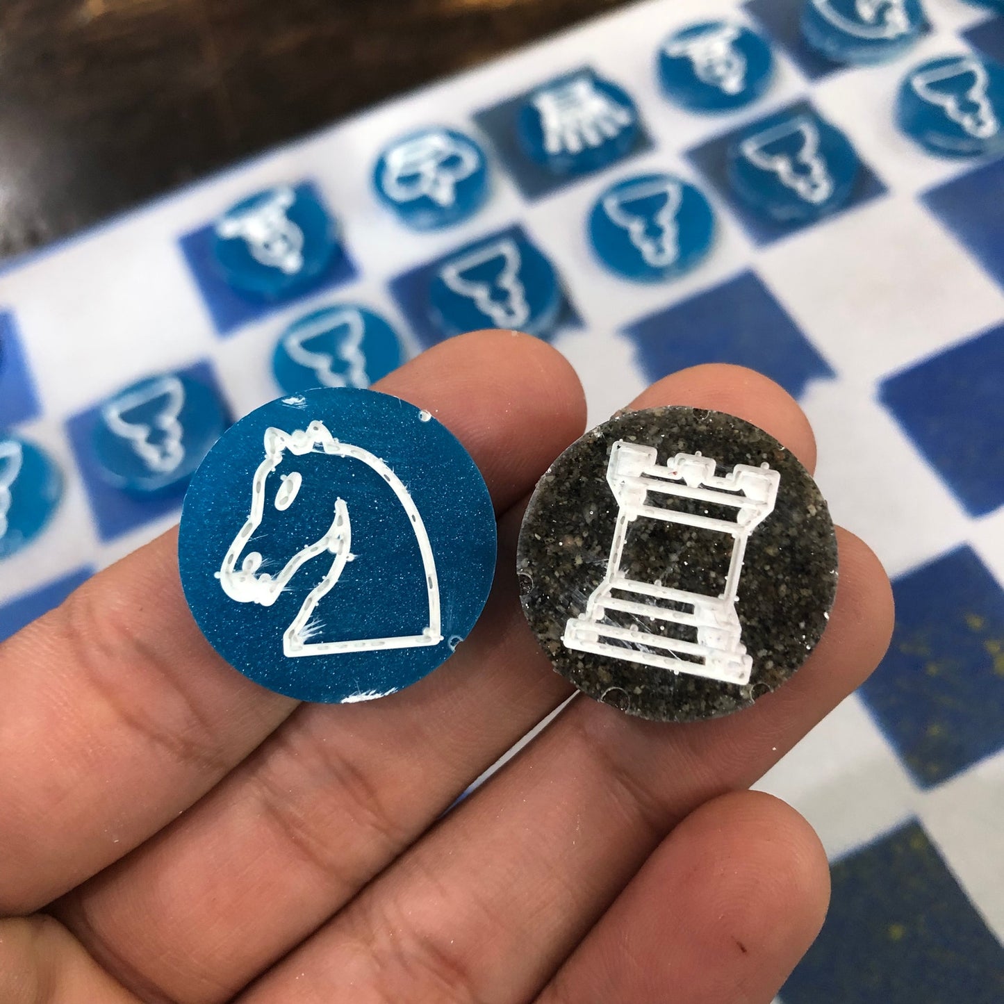 Chrome Blue - Painted Chess Set