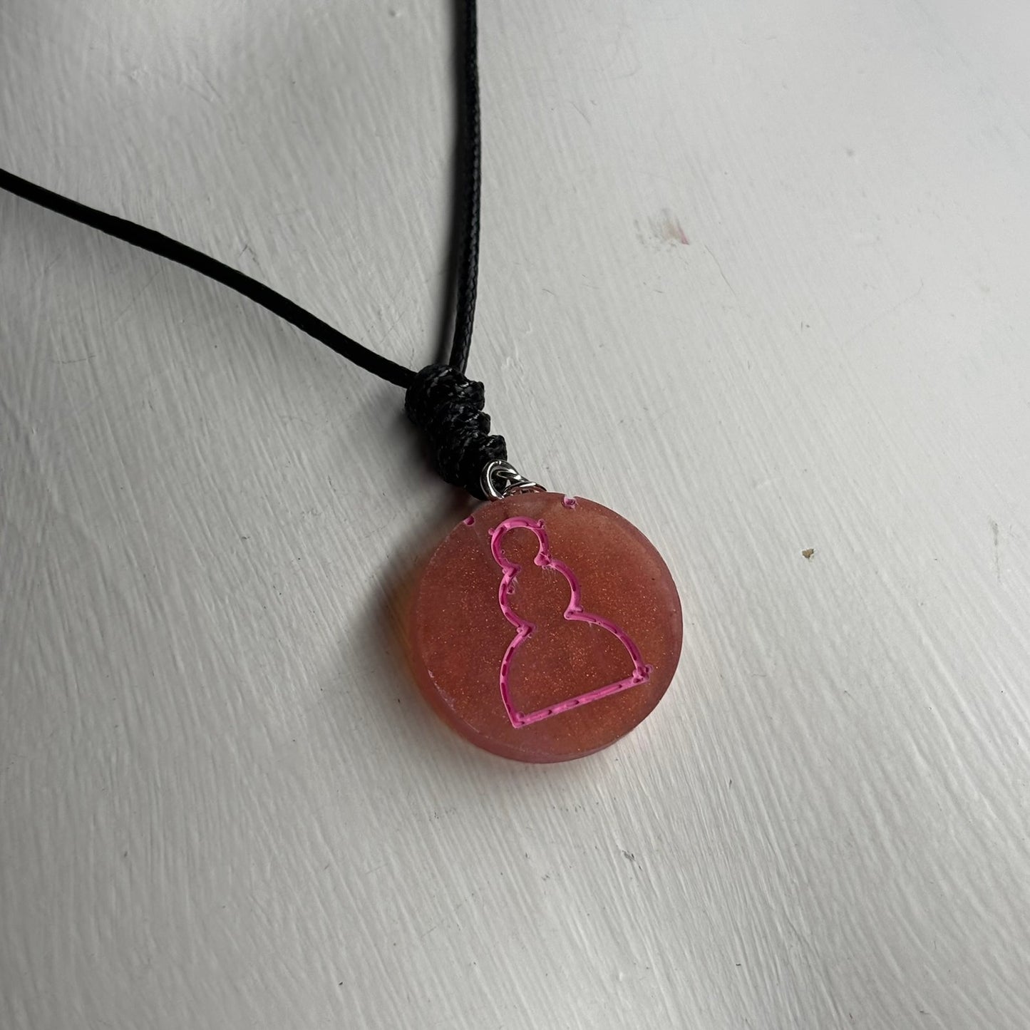 Vintage Pink Pawn - Handmade Resin Chess Necklace