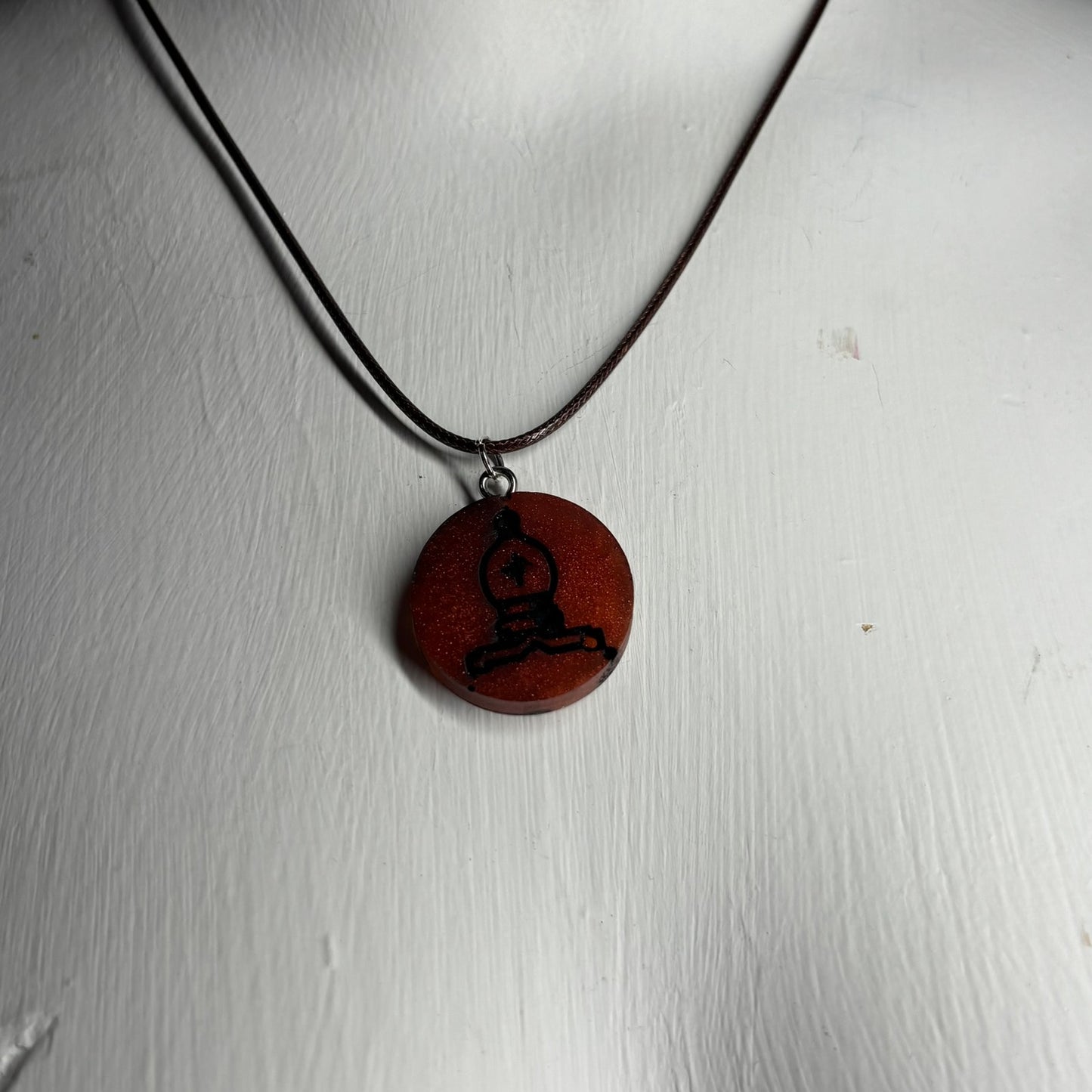 Dark Red Bishop - Handmade Resin Chess Necklace