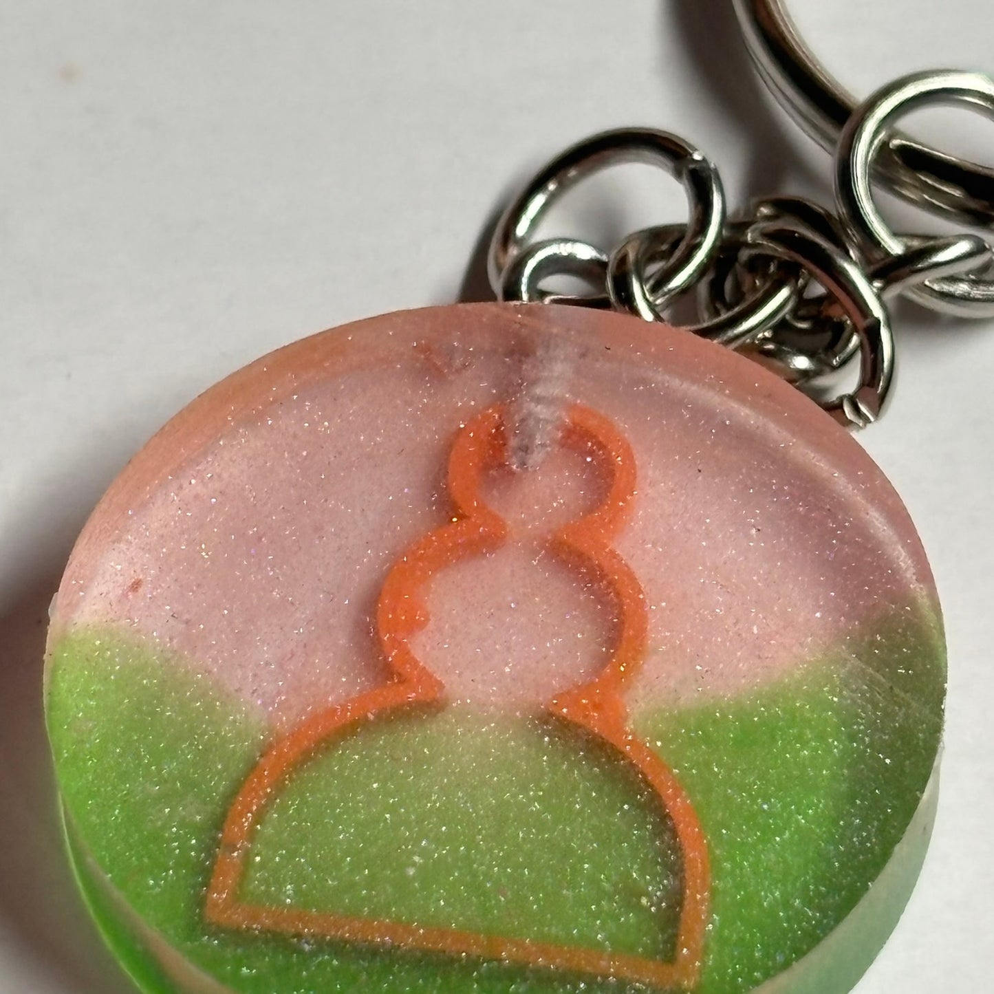 Pink Green Mixed Pawn - Handmade Resin Keychain - Flat Edition