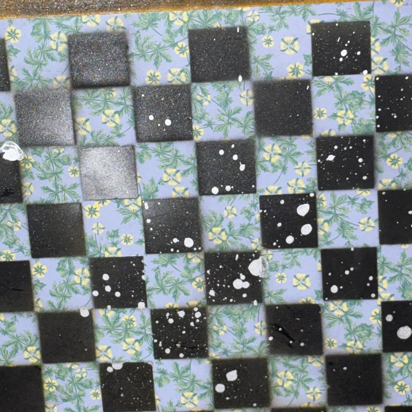 Pretty Flower Yellow Border - Large Scrapbook Chess Board