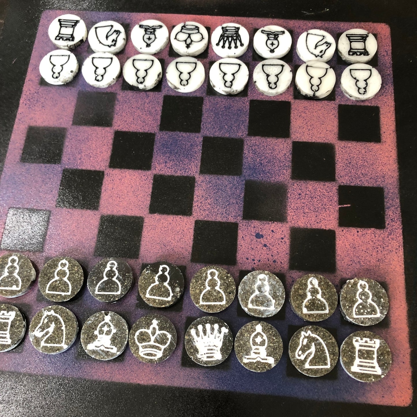 Purple Void - Painted Chess Set