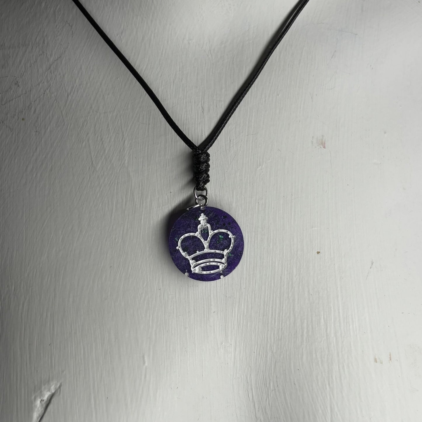 Dark Purple King - Handmade Resin Chess Necklace