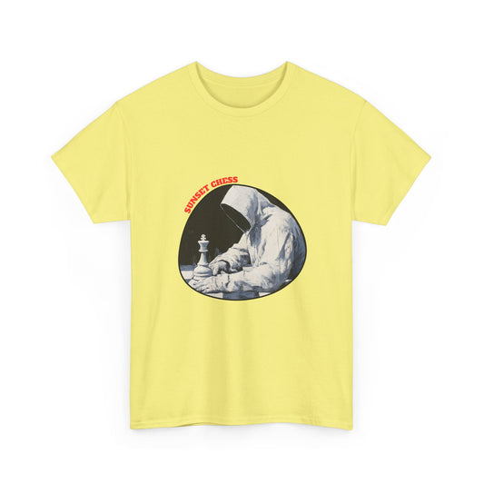 Mysterious White Hood - Cornsilk Yellow Chess T Shirt