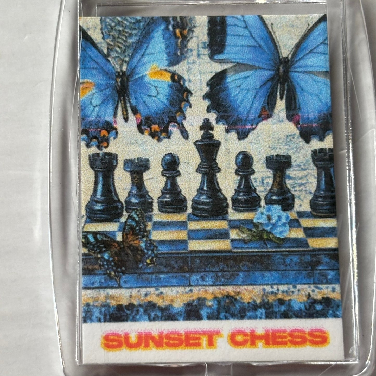 Blue Butterflies - Chess  Photo Keychain