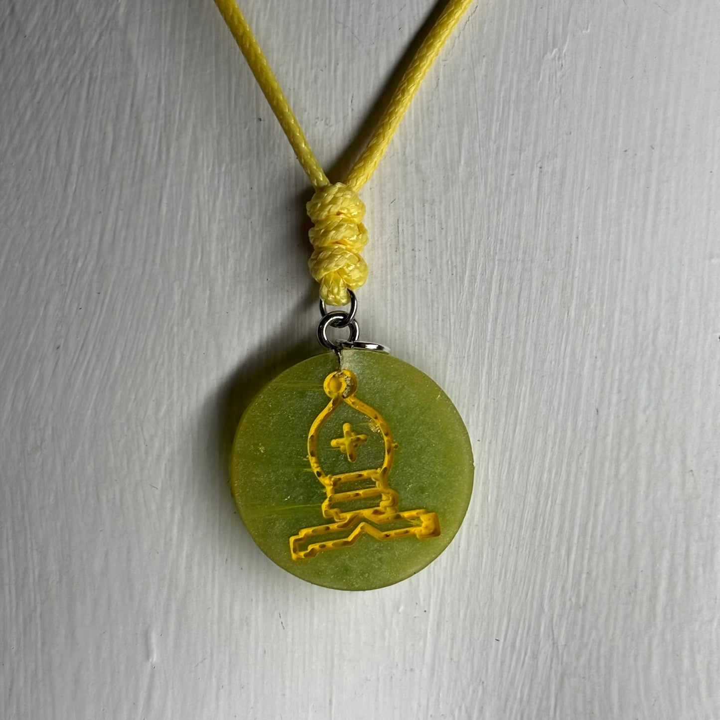 Banana Green Bishop - Handmade Resin Chess Necklace