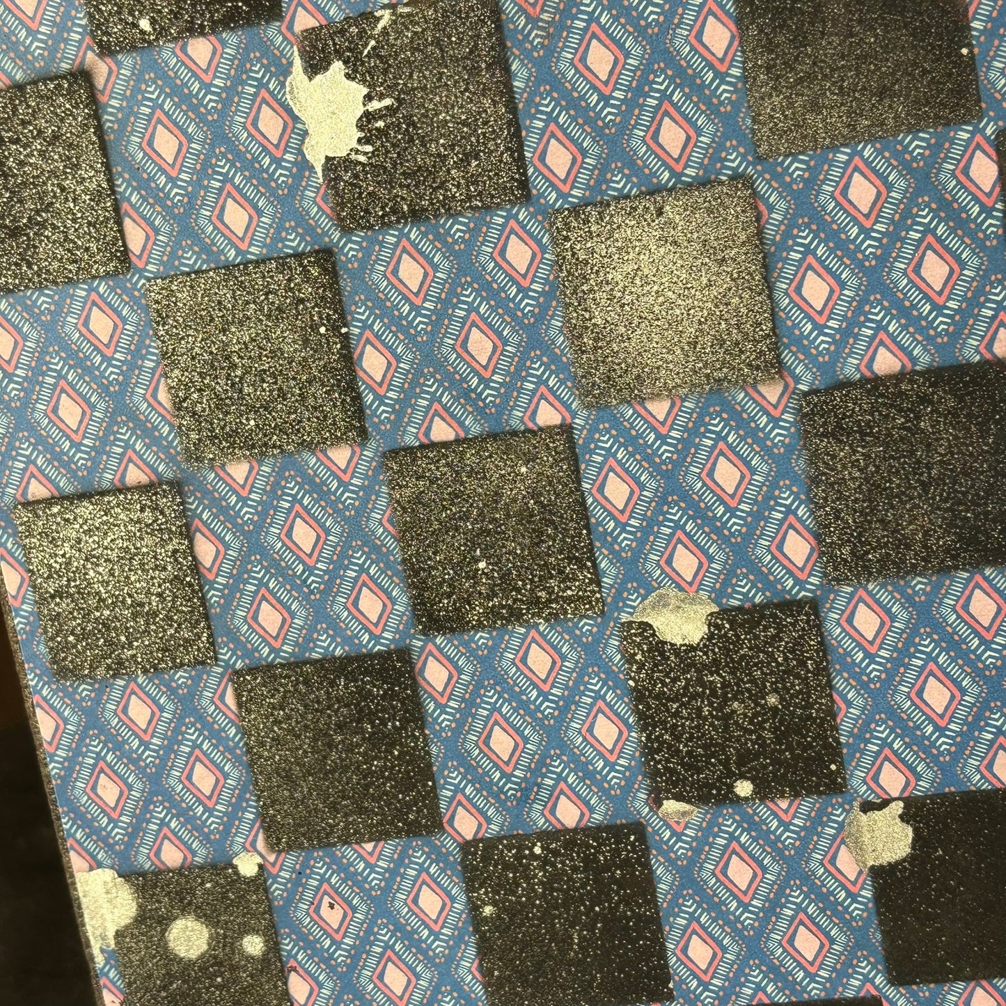 Chrome Drip Blue pattern - Scrapbook Chess Board