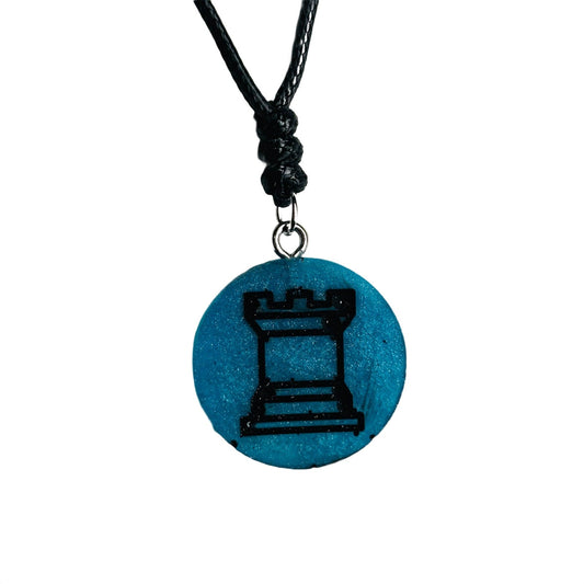 🎁 Blue Rook - Handmade Resin Chess Necklace (100% off)