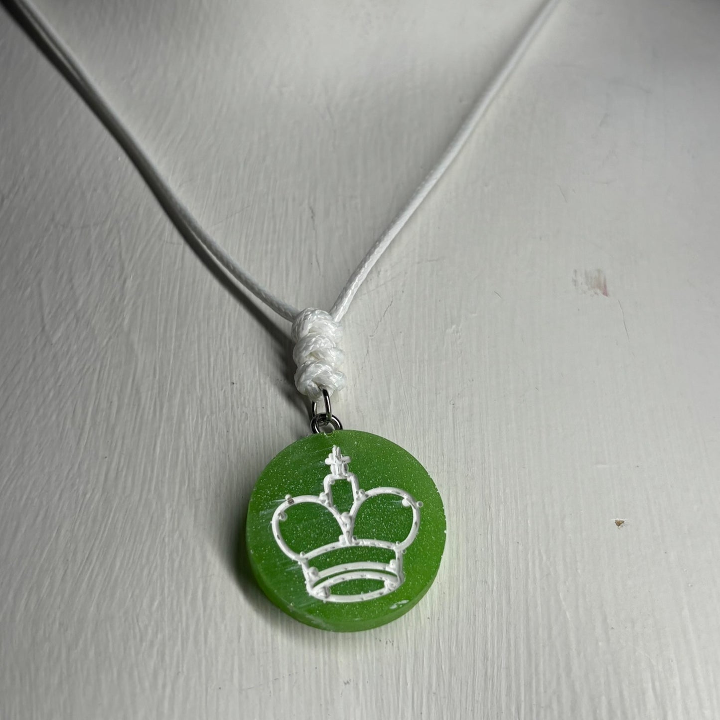 Green King - Handmade Resin Chess Necklace