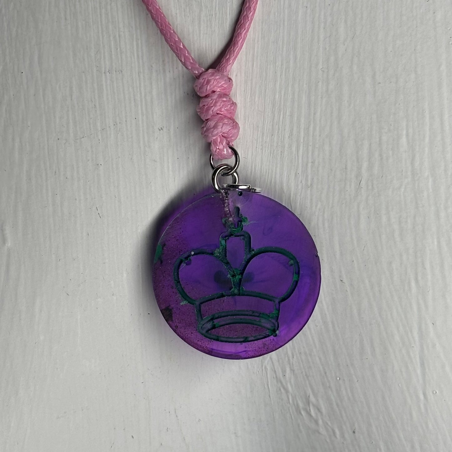 Royal Purple King - Handmade Resin Chess Necklace