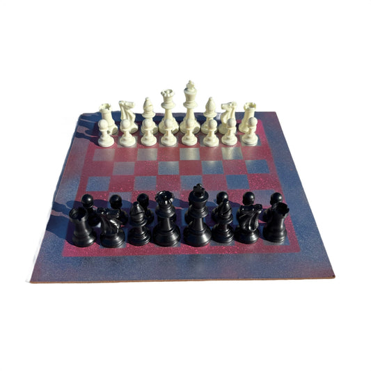 Silver Speckled Pink - Painted Chess Set