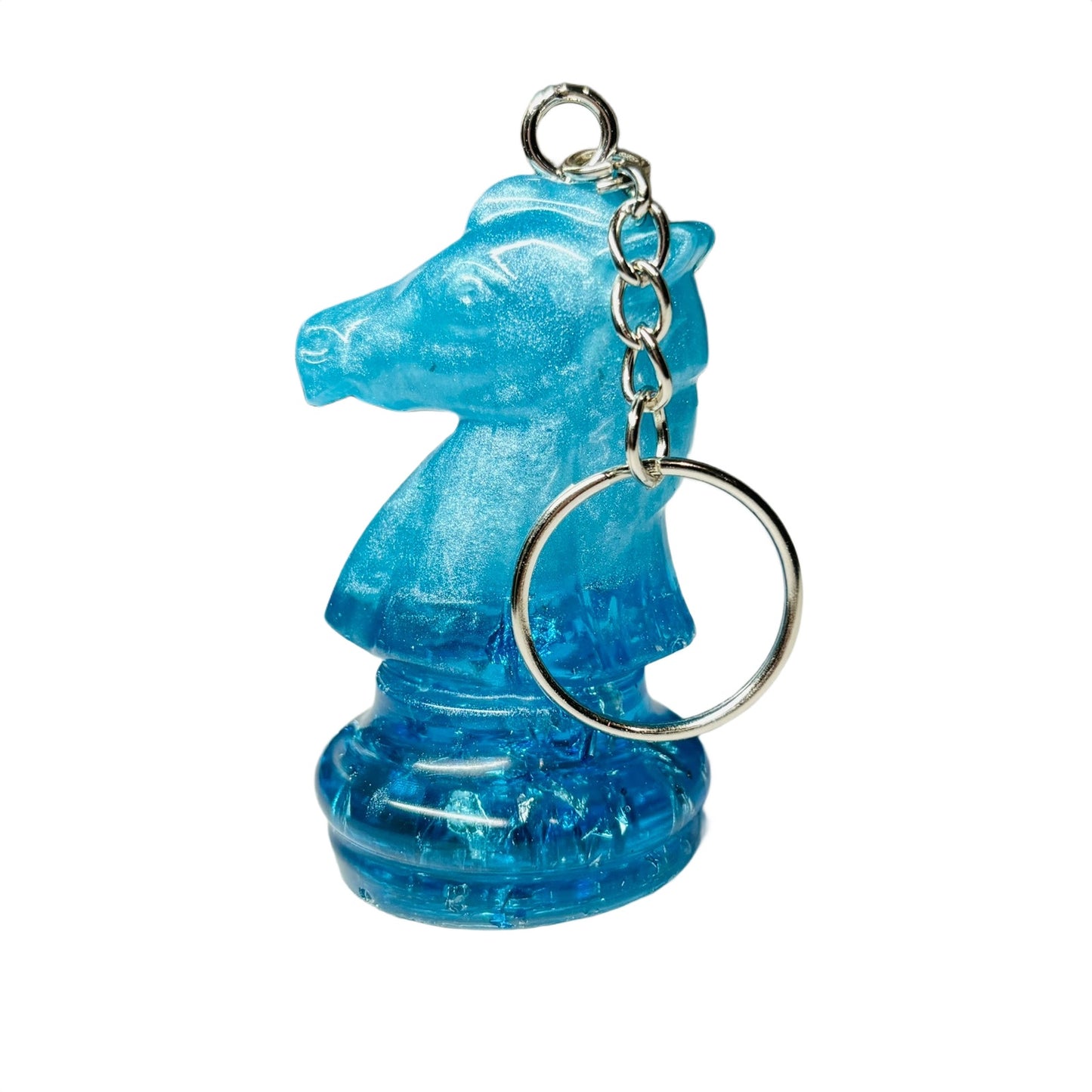 Ice Blue Knight - Handmade Resin Keychain - Large Edition