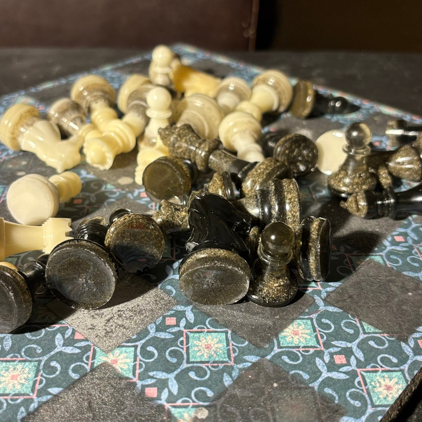 Vintage Aqua Pattern - Scrapbook Chess Set