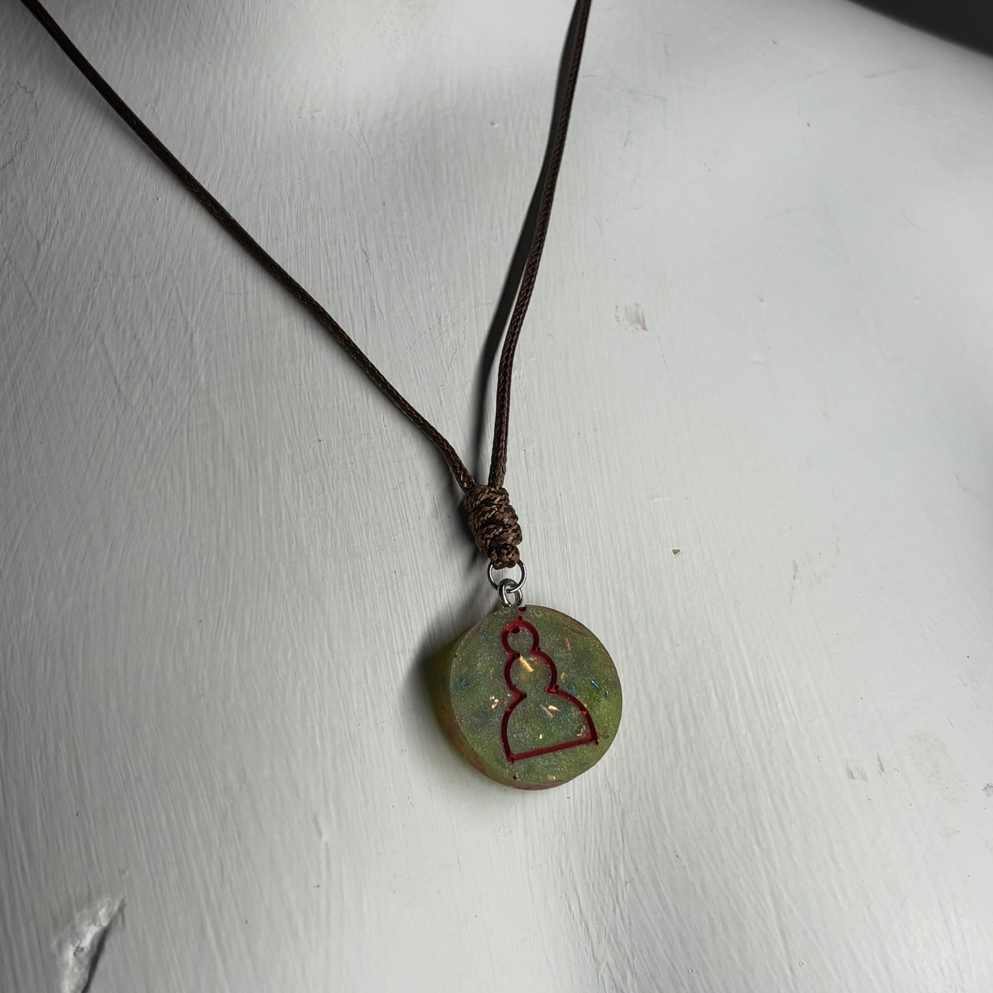 Royal Green Pawn - Handmade Resin Chess Necklace