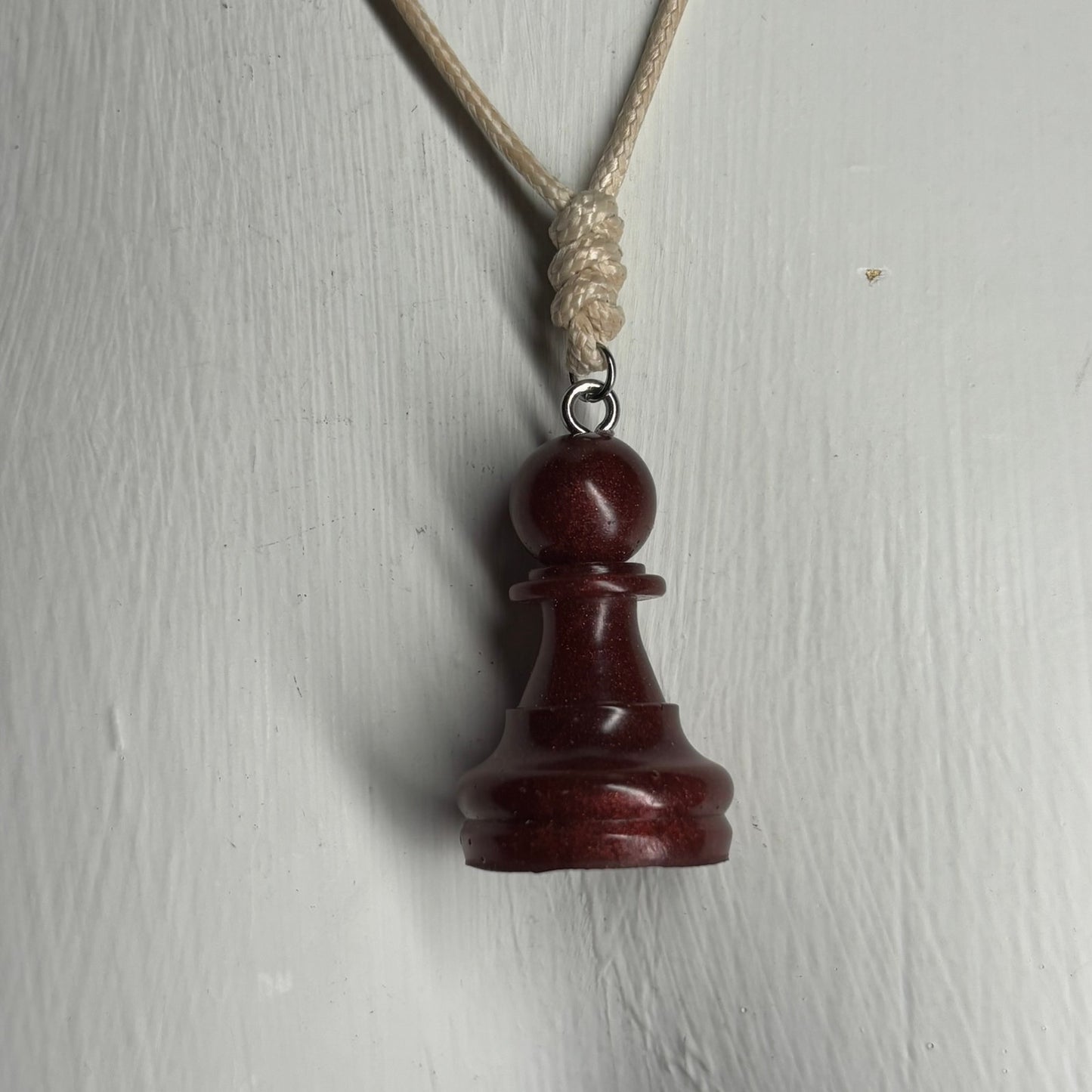 Bronze Red Pawn - Handmade Resin Chess Necklace