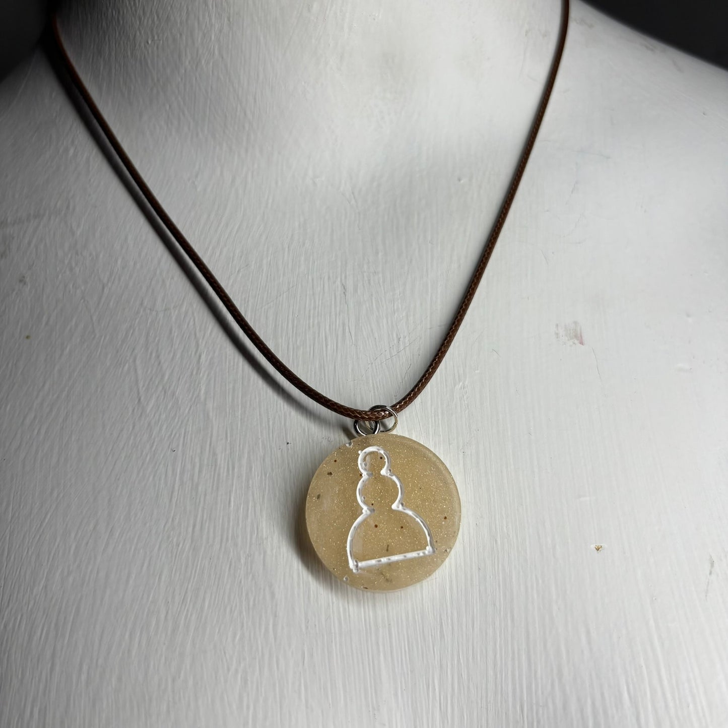 Cream Pawn - Handmade Resin Chess Necklace
