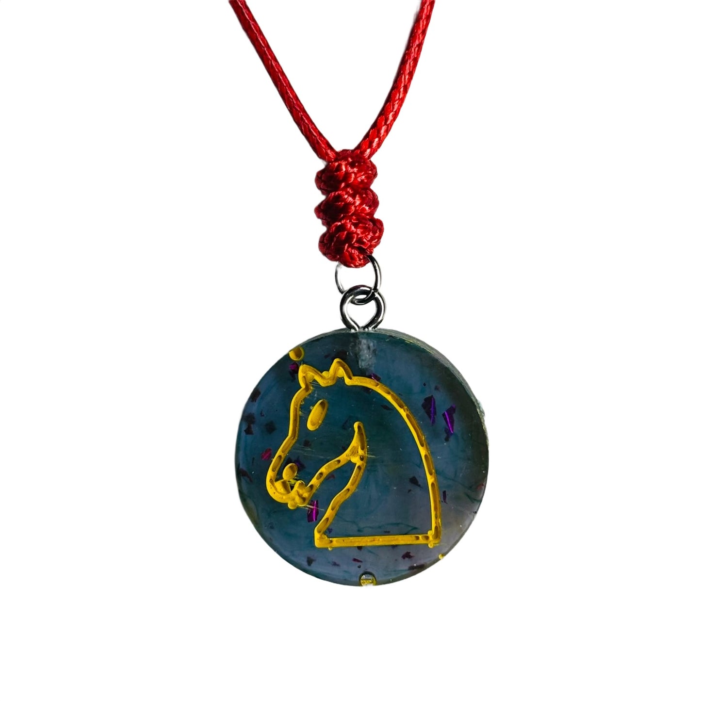 Soft Blue Knight - Handmade Resin Chess Necklace