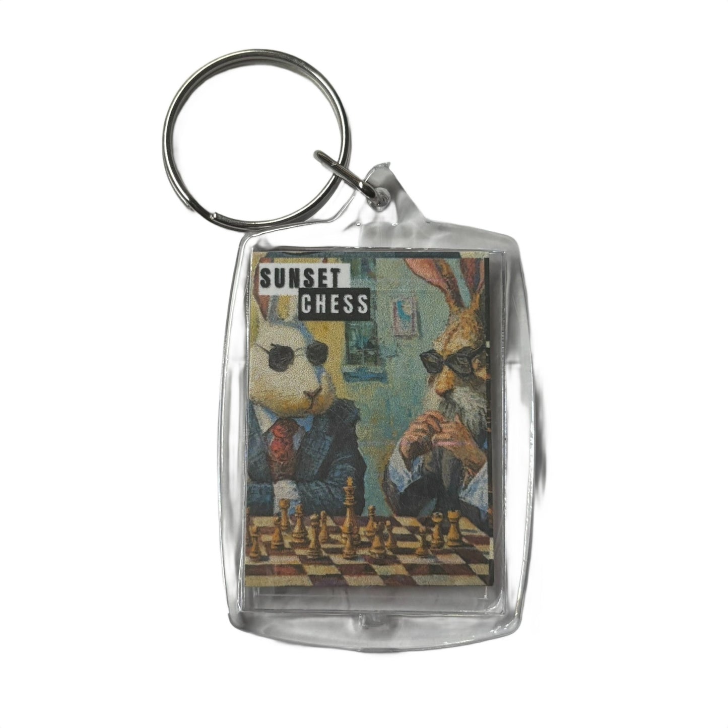 Bunny Play - Chess  Photo Keychain