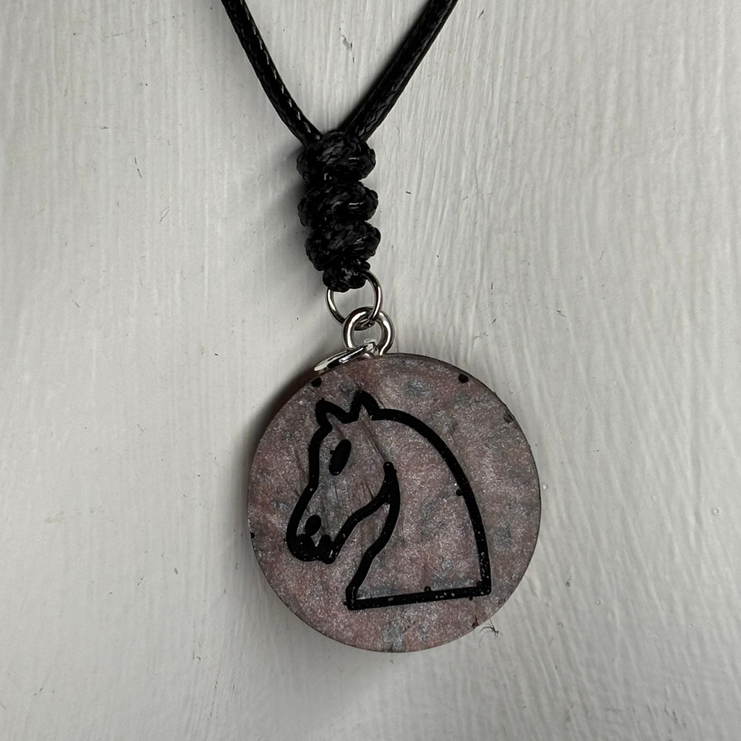 Stone Colored Knight - Handmade Resin Chess Necklace