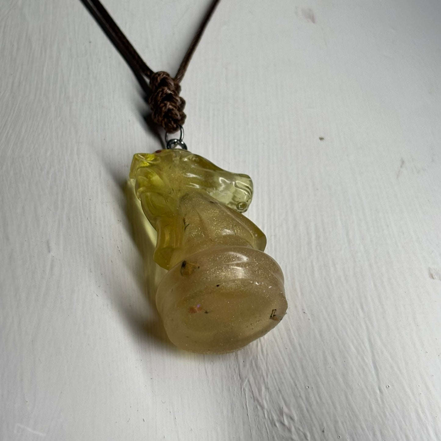 Premium Yellow Knight - Handmade Resin Chess Necklace