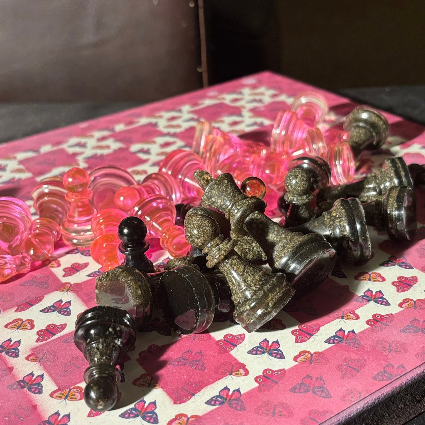 Pink Butterfly - Scrapbook Chess Set