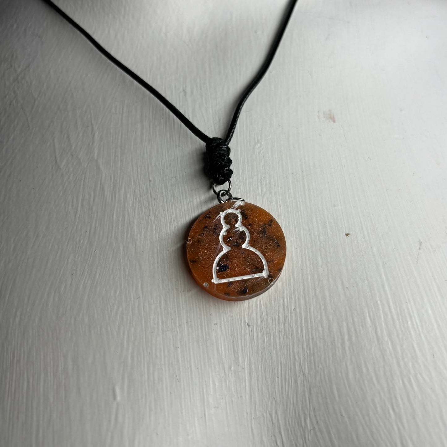 Orange Royal Pawn - Handmade Resin Chess Necklace