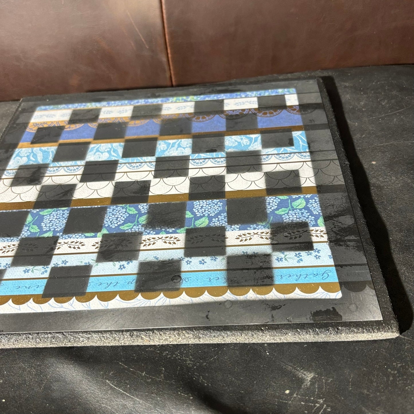 Golden Lining Blue - Scrapbook Chess Board