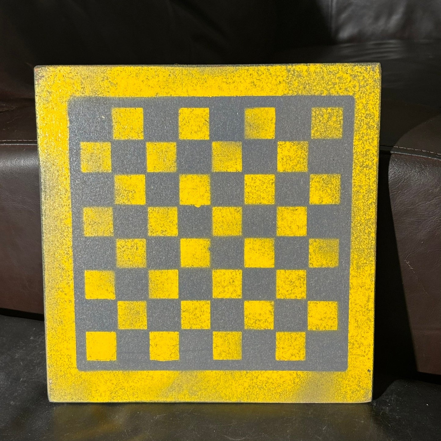 Gray & Yellow - Painted Chess Board