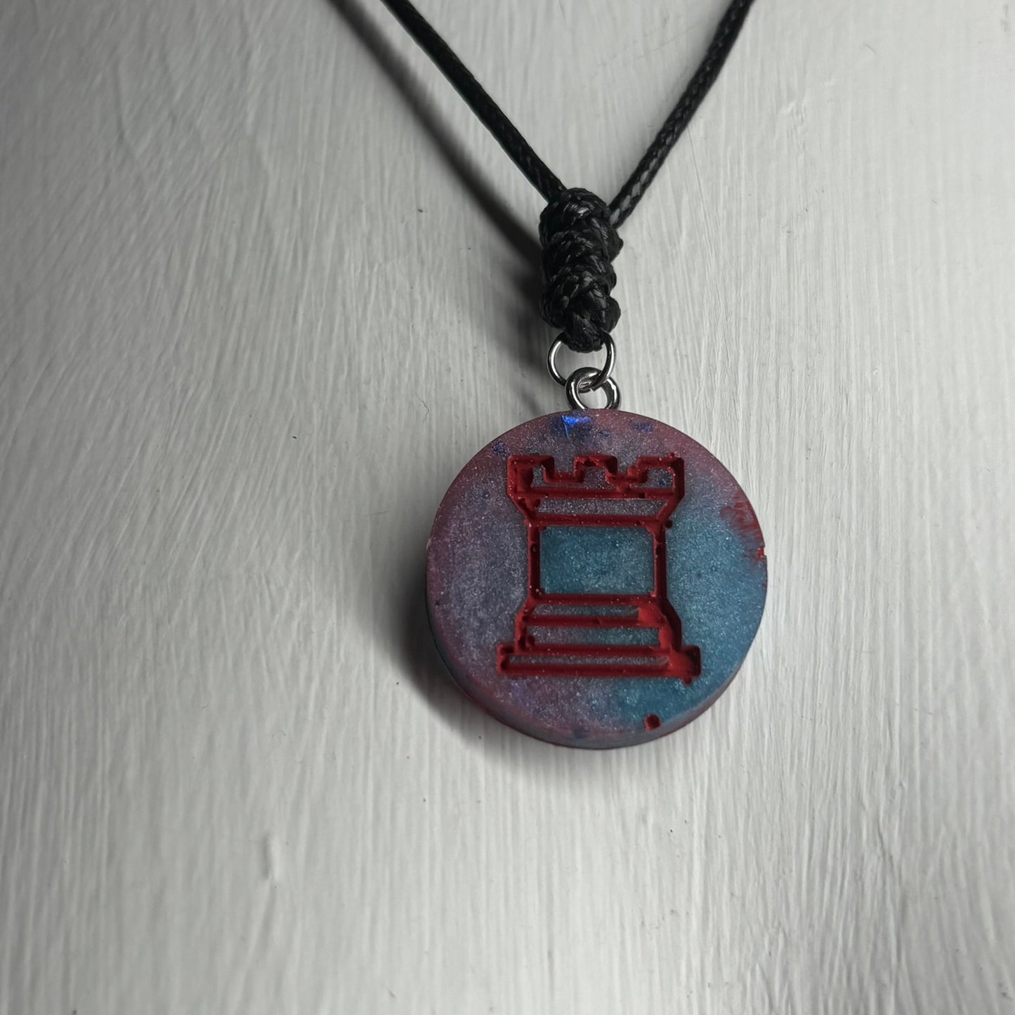 Blur Red Rook - Handmade Resin Chess Necklace