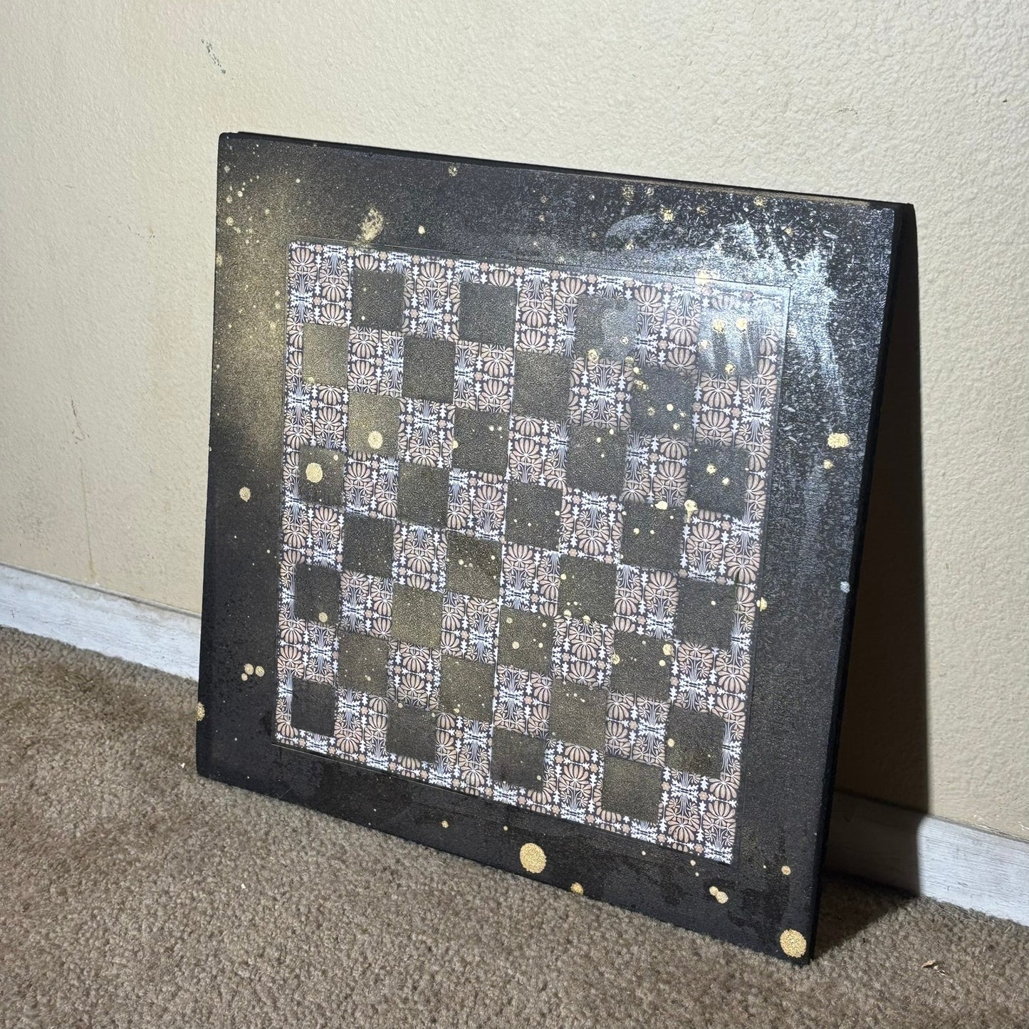 Brown Black Royal Pattern - Large Scrapbook Chess Board