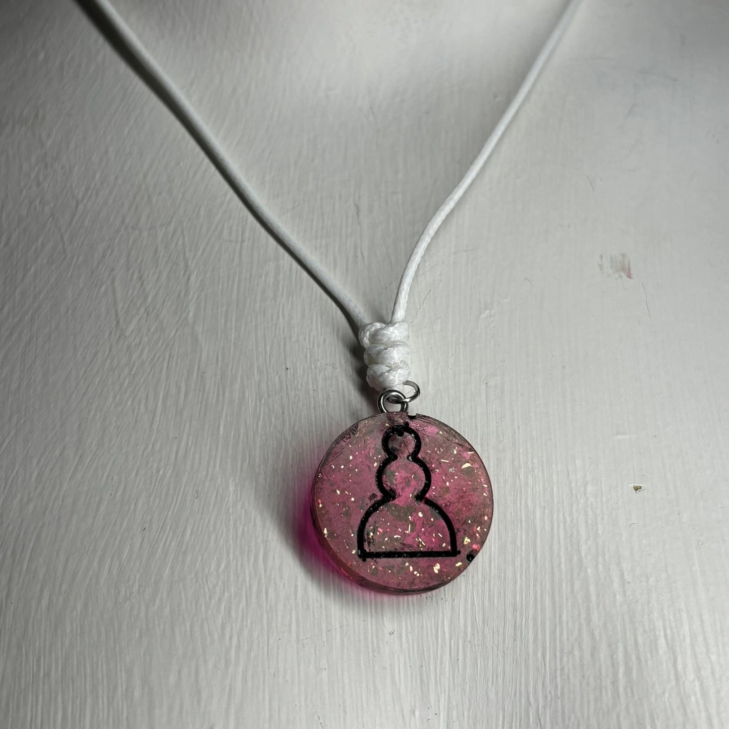 Red Crystal Pawn - Handmade Resin Chess Necklace