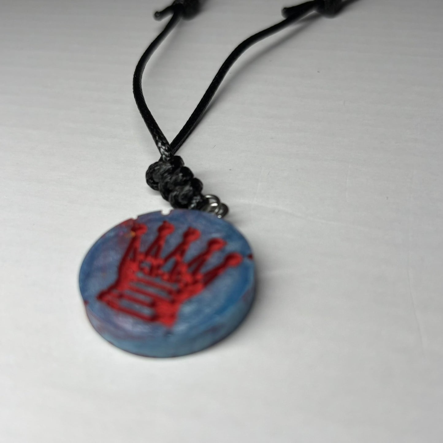 Red Print Queen - Handmade Resin Chess Necklace