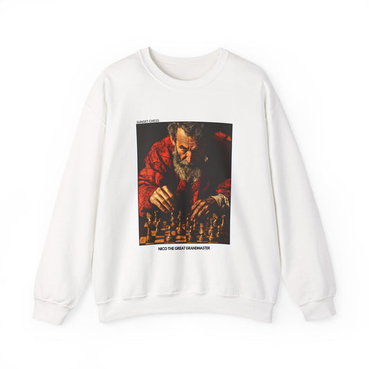 Nico The Grandmaster - White Chess Crewneck Sweater