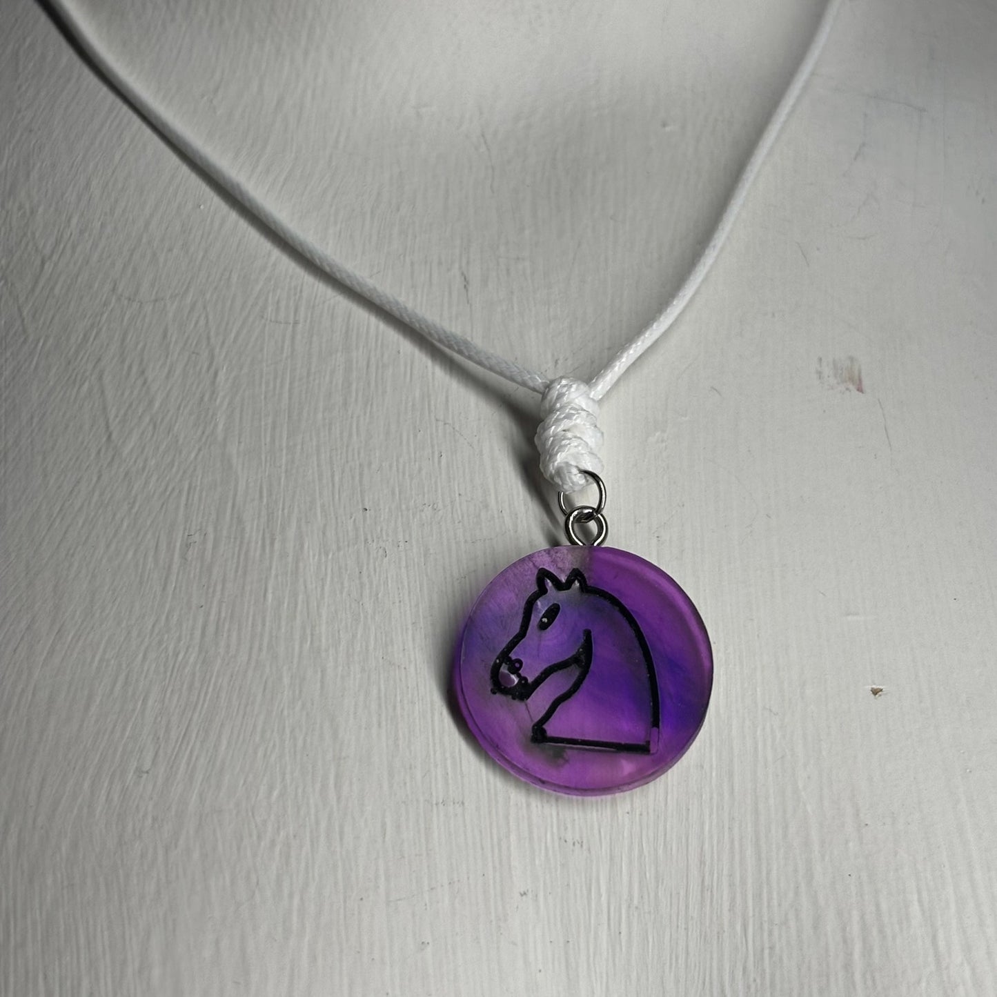 Purple Knight - Handmade Resin Chess Necklace