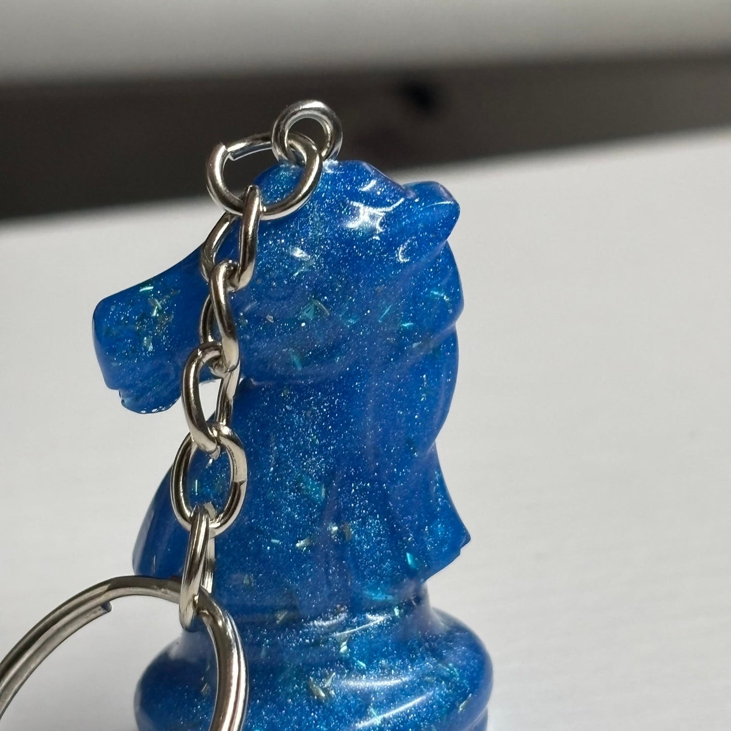 Shiny Blue Knight - Handmade Resin Keychain