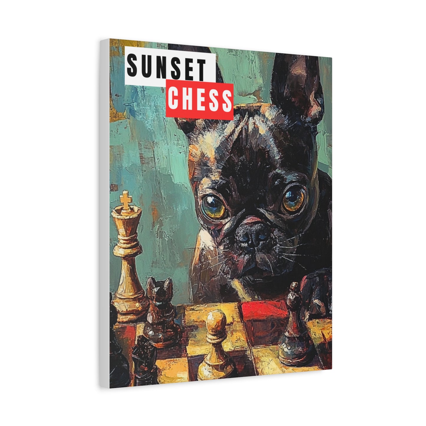 Pup Plays Chess - Canvas Print 16"x20"