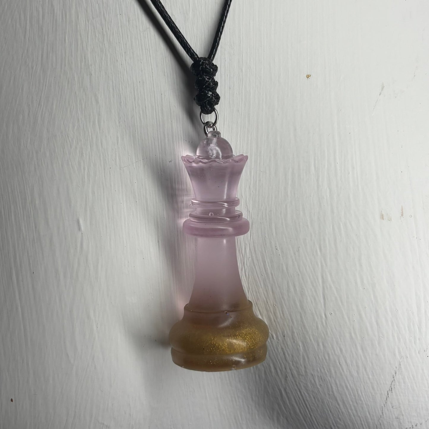Pretty Pink Queen - Handmade Resin Chess Necklace