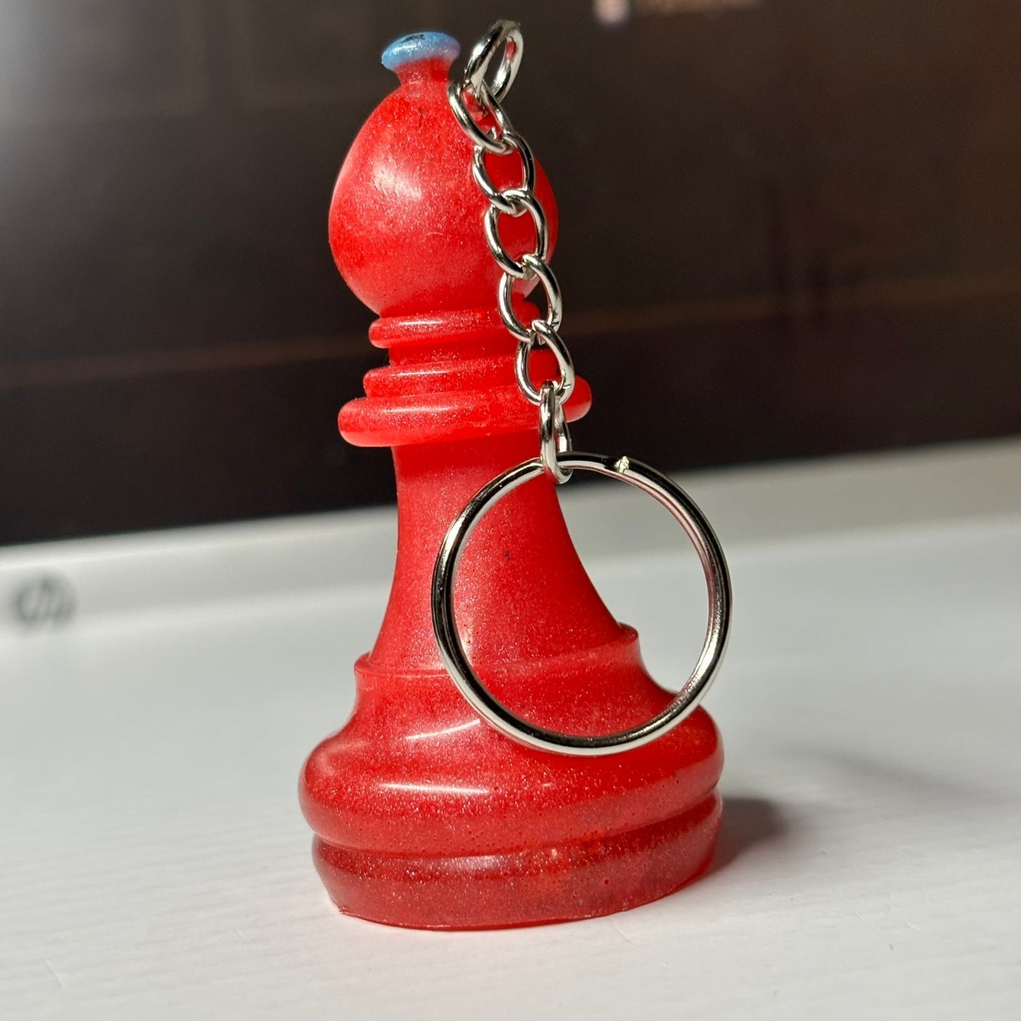 Hot Red Bishop - Handmade Resin Keychain - Large Edition