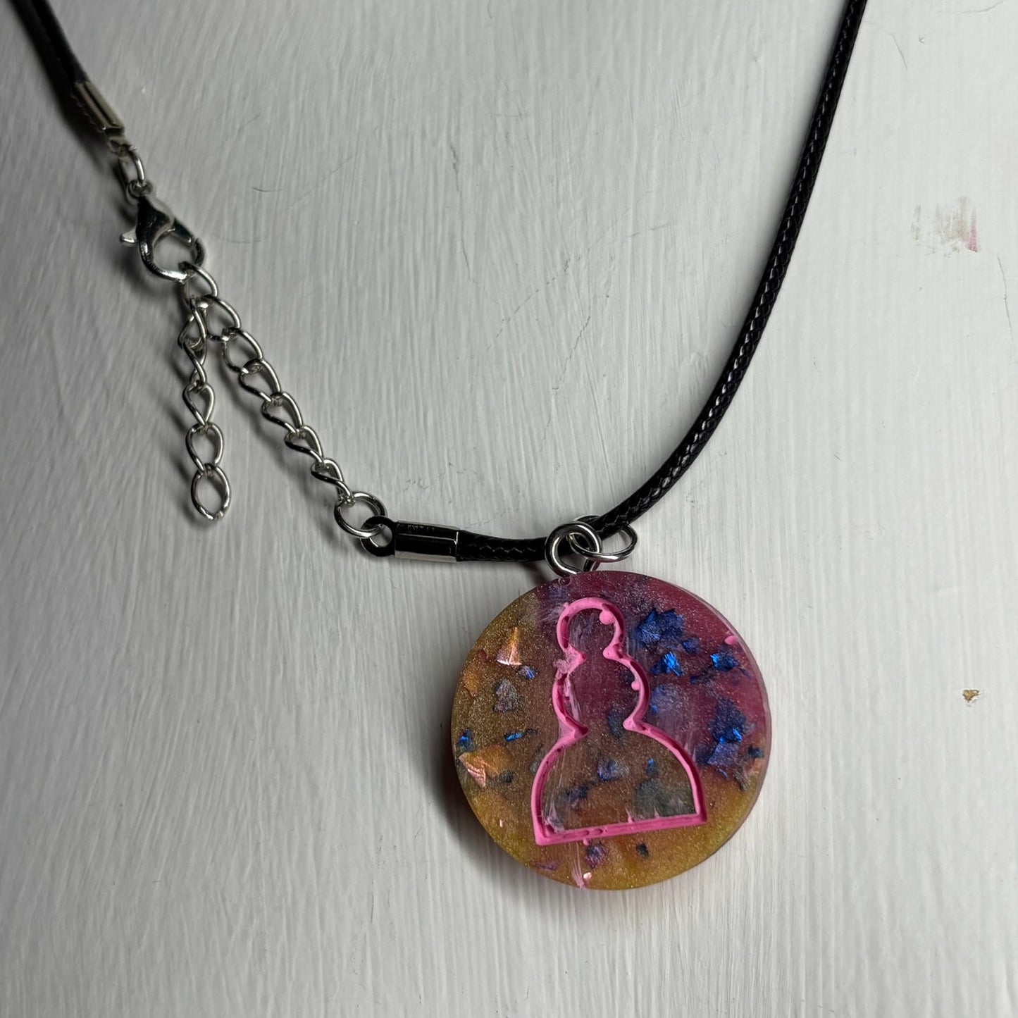 Crystal Pink Pawn - Handmade Resin Chess Necklace
