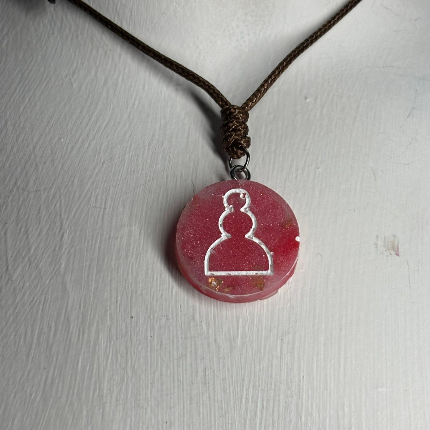 Vintage Red Pawn - Handmade Resin Chess Necklace