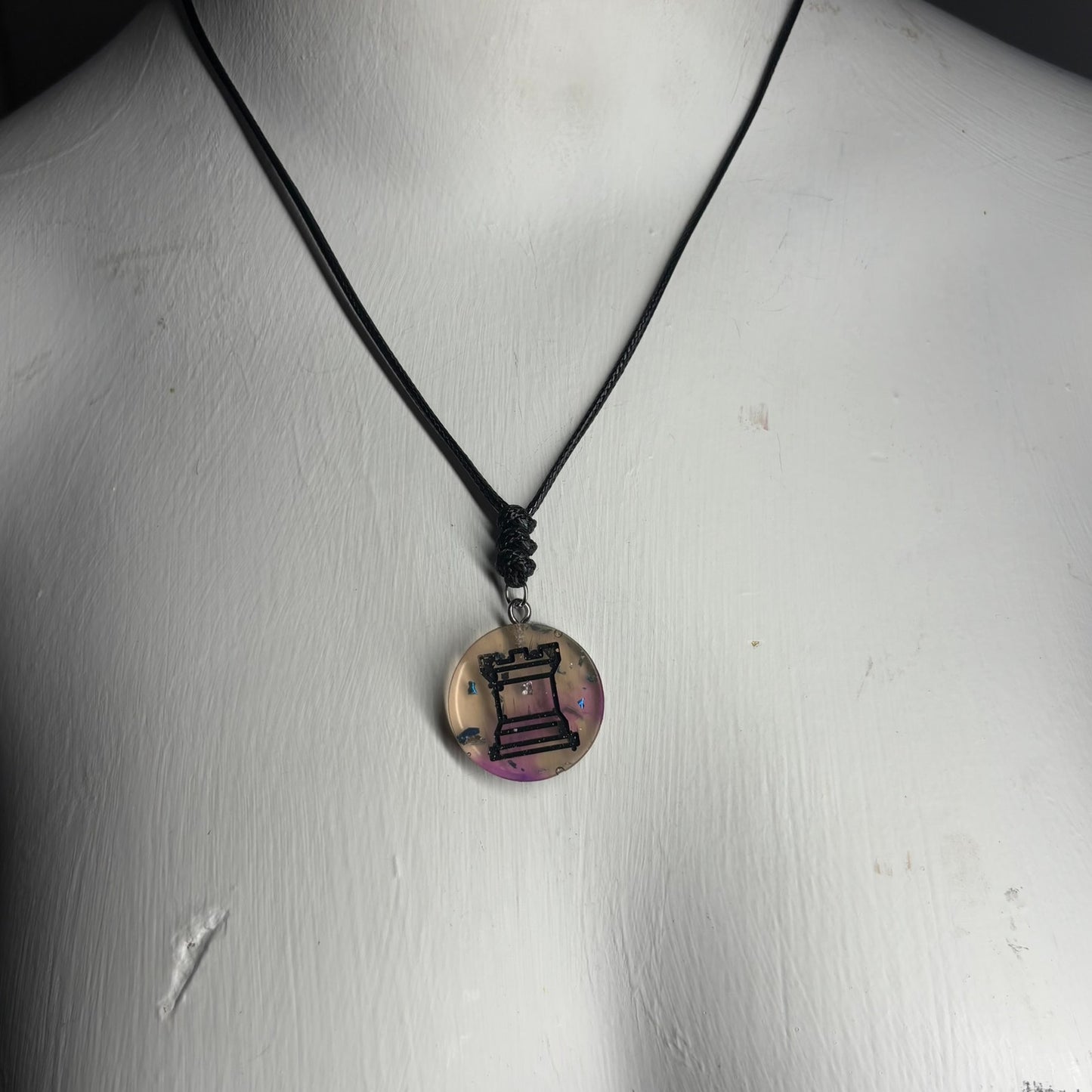 Cosmic Mixed Rook - Handmade Resin Chess Necklace