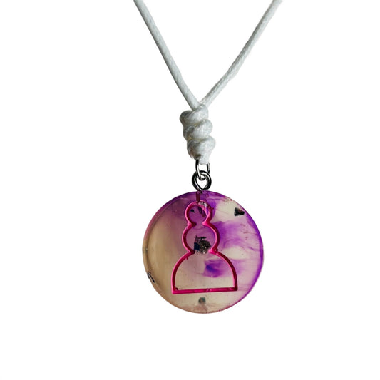 Pink Faded Pawn - Handmade Resin Chess Necklace - Flat Edition
