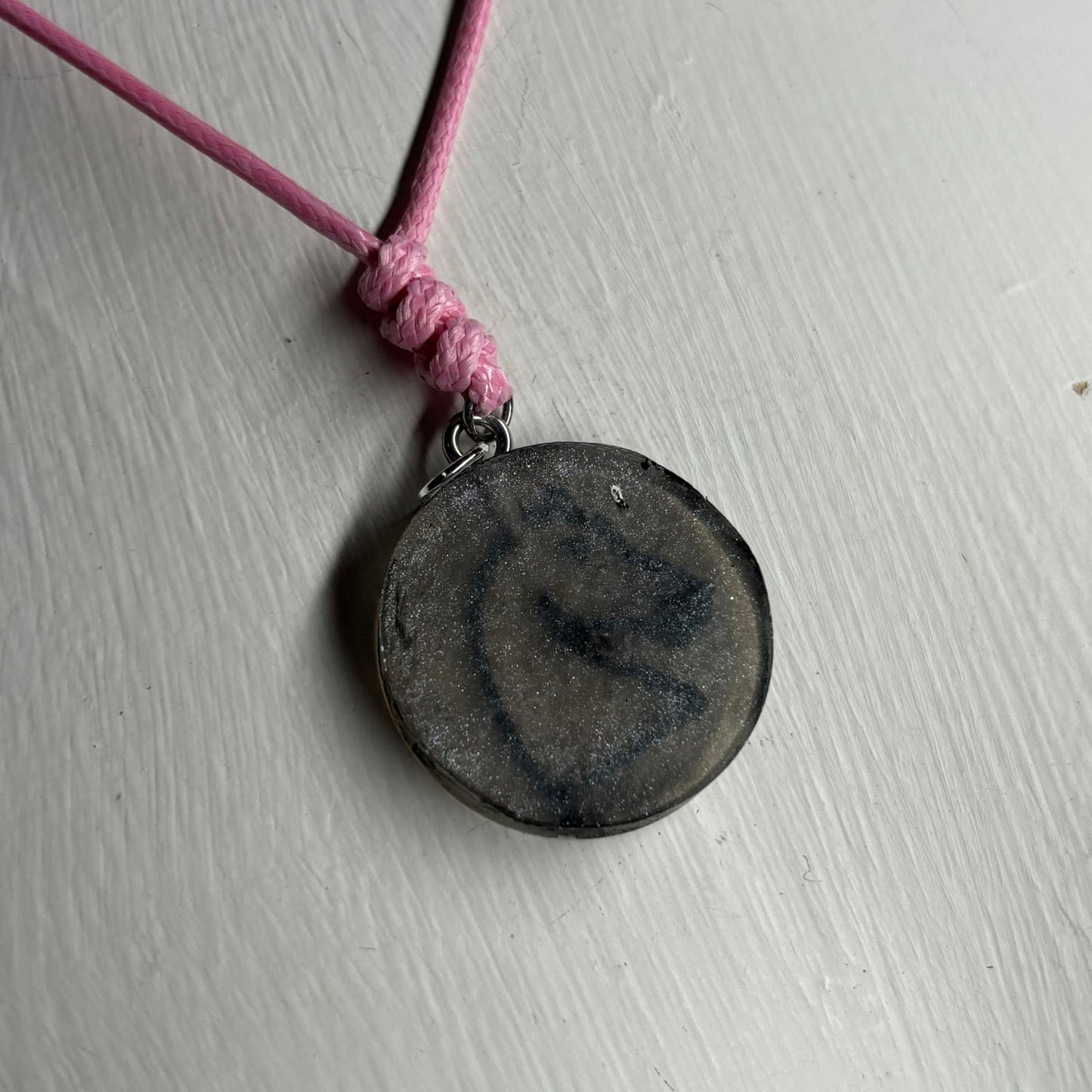 Pink Silver Knight - Handmade Resin Chess Necklace