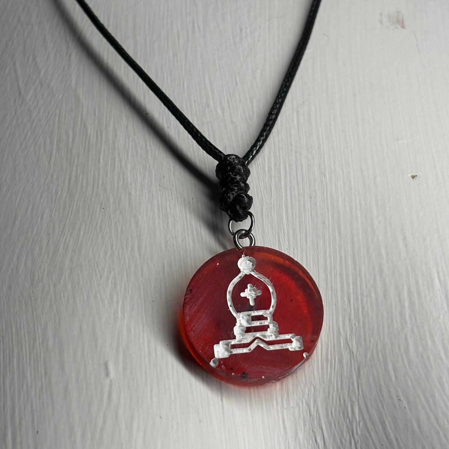 Cherry Red Bishop - Handmade Resin Chess Necklace