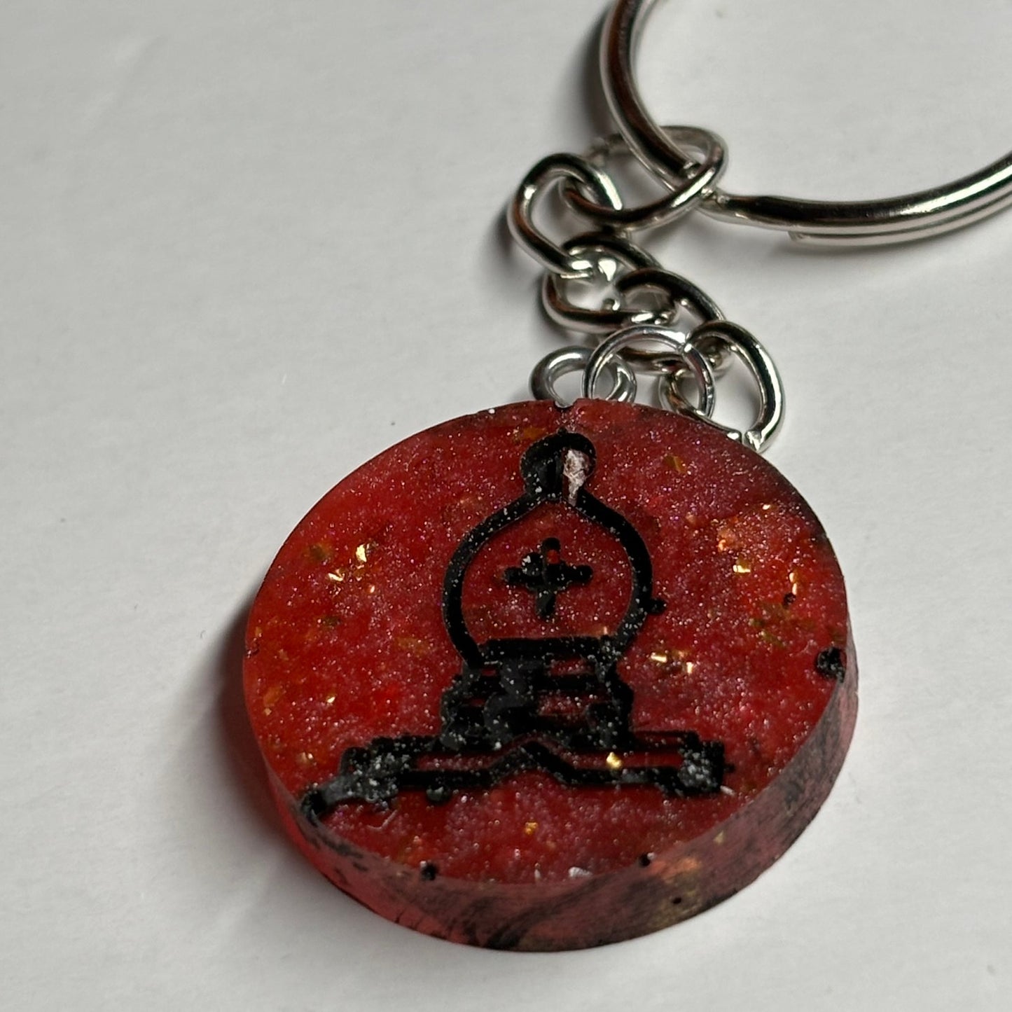 Crystal Red Bishop - Handmade Resin Keychain