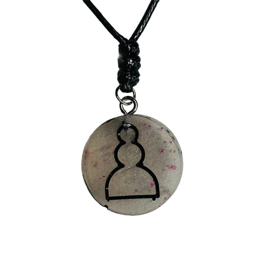 Ice Gray Pawn - Handmade Resin Chess Necklace - Flat Edition