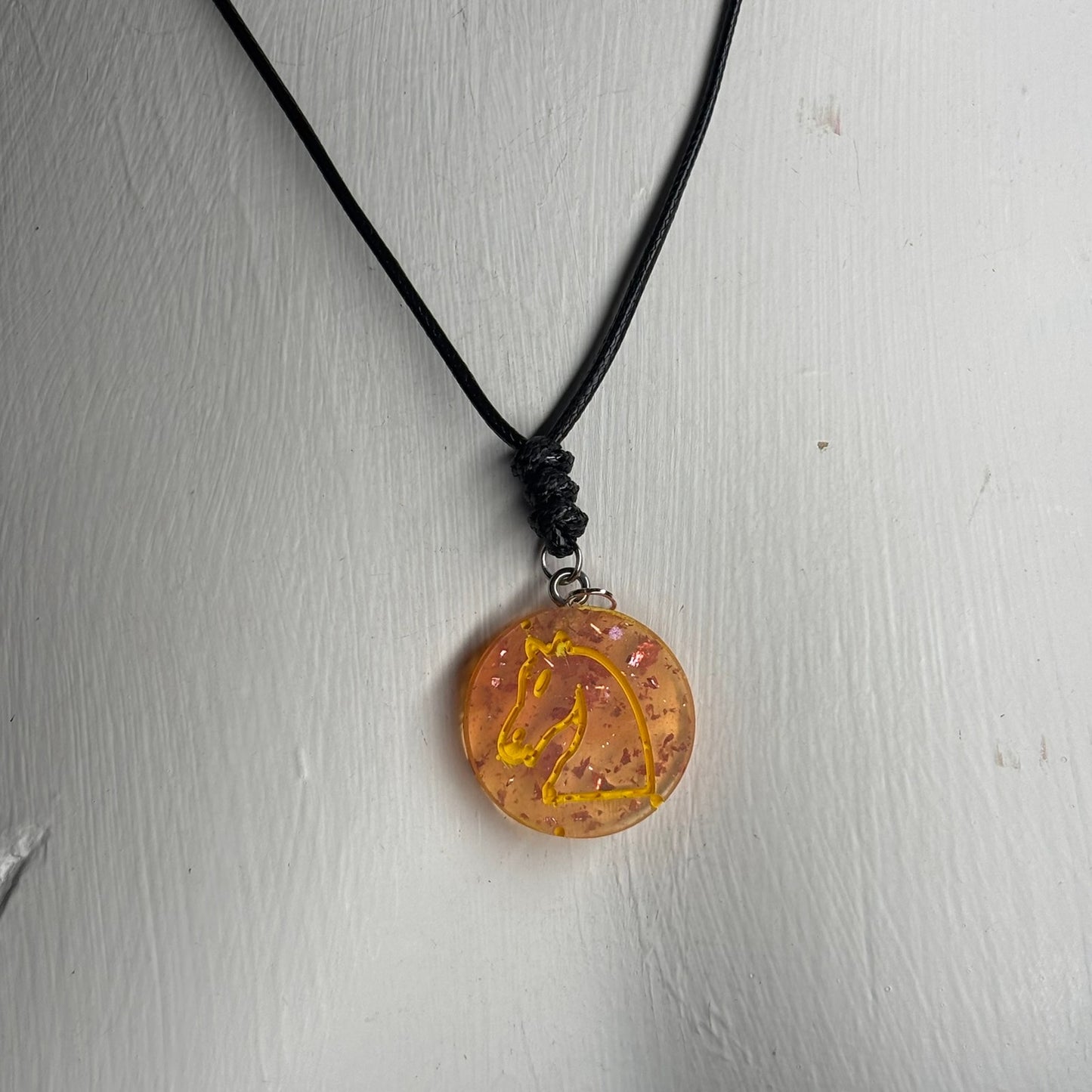 Crystal Sunset Knight - Handmade Resin Chess Necklace